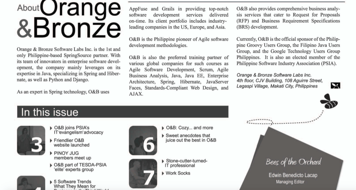 Corporate Newsletter – Orange & Bronze Software Labs | PenVille